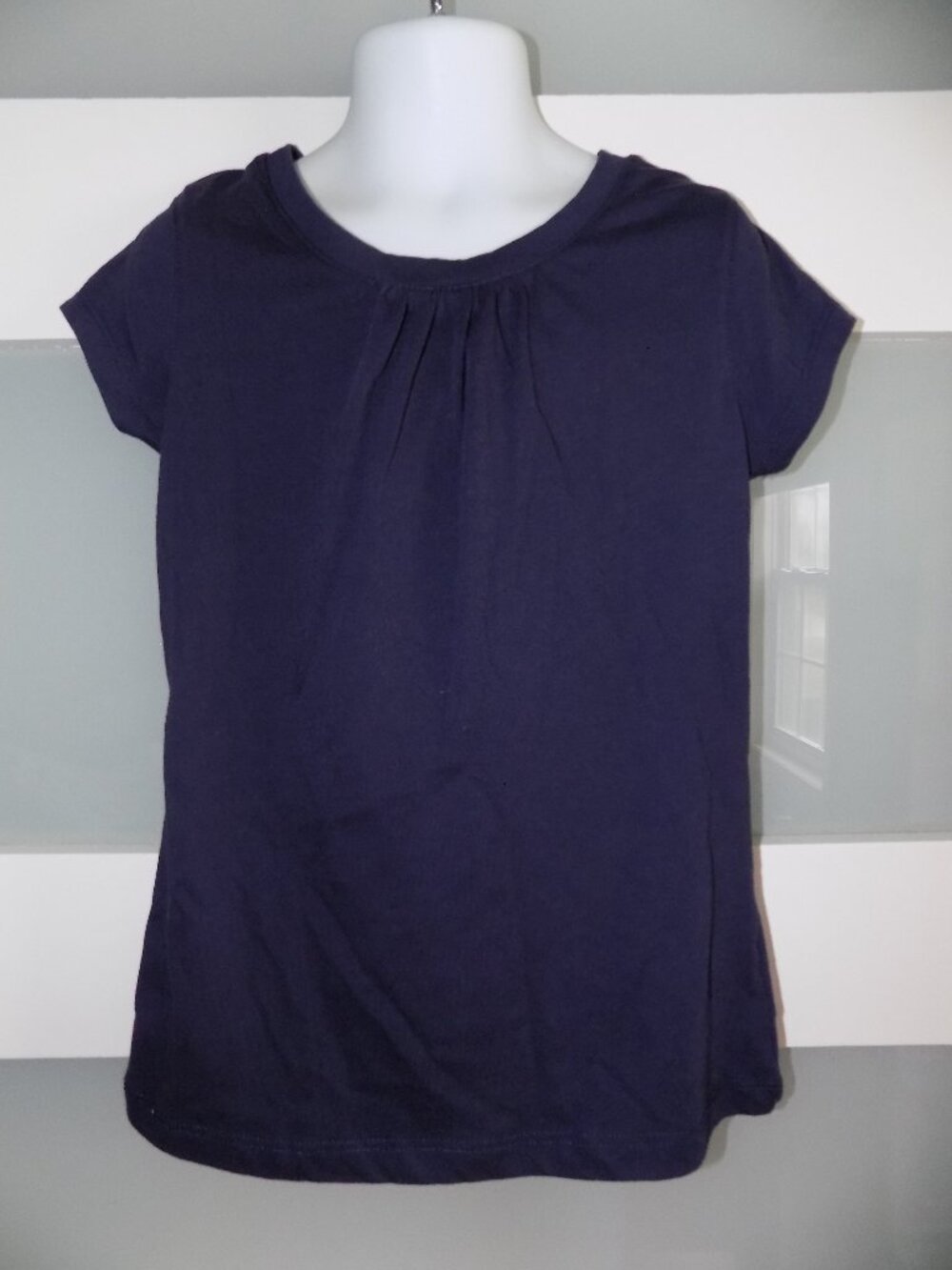 French Toast Navy Blue SS Round Neckline Shirt Size M (7/8) Girl's